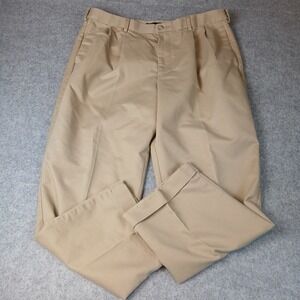 Dockers Premium Khakis Mens 36x27 Tan D4 Relaxed Fit Pleated Cuffed Chino Pants